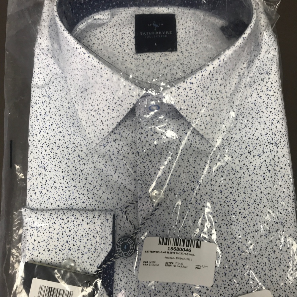 TailorByrd Patterned Aqua Long Sleeve Shirt - Picture 3 of 4